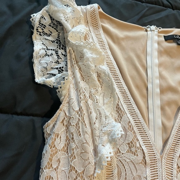 Lulus Elegant Lace Romper in Cream - Picture 7 of 8